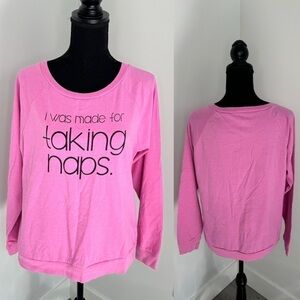 Snooze Button Ladies Lounge Pink Long Sleeve Top (M)